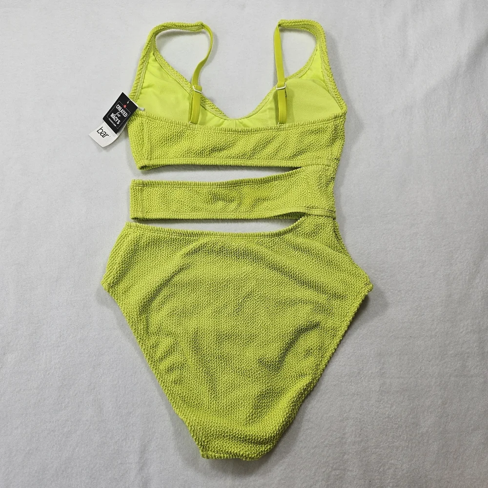 Bar III‎ Sunny Lime Textured Cutout One-Piece Swimsuit Size Small NWT